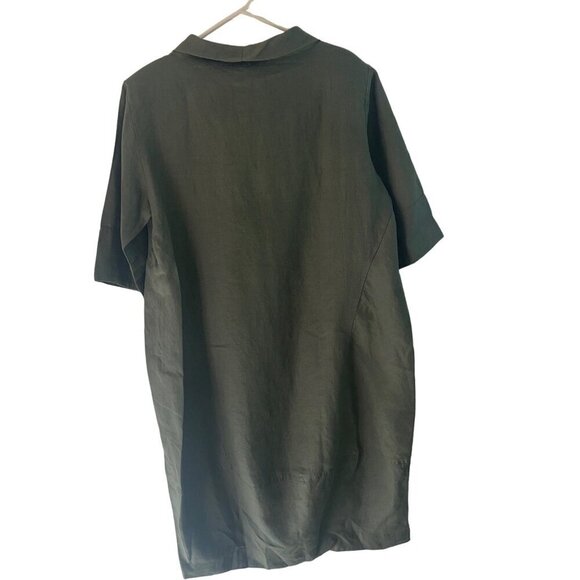 Coco Rose Womens Dress One Size Green Lagenlook Pockets Midi Crew Neck - Picture 2 of 8